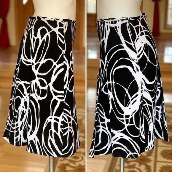 Pleated A-Line Knee Length Graphic Print Skirt Size Medium - Picture 3 of 8